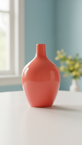 Ceramic vase in electric coral