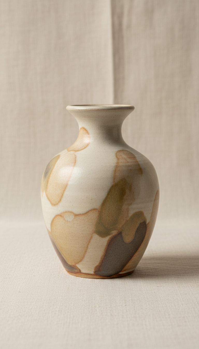 Hand-Thrown Ceramic Vase with Earth Tones