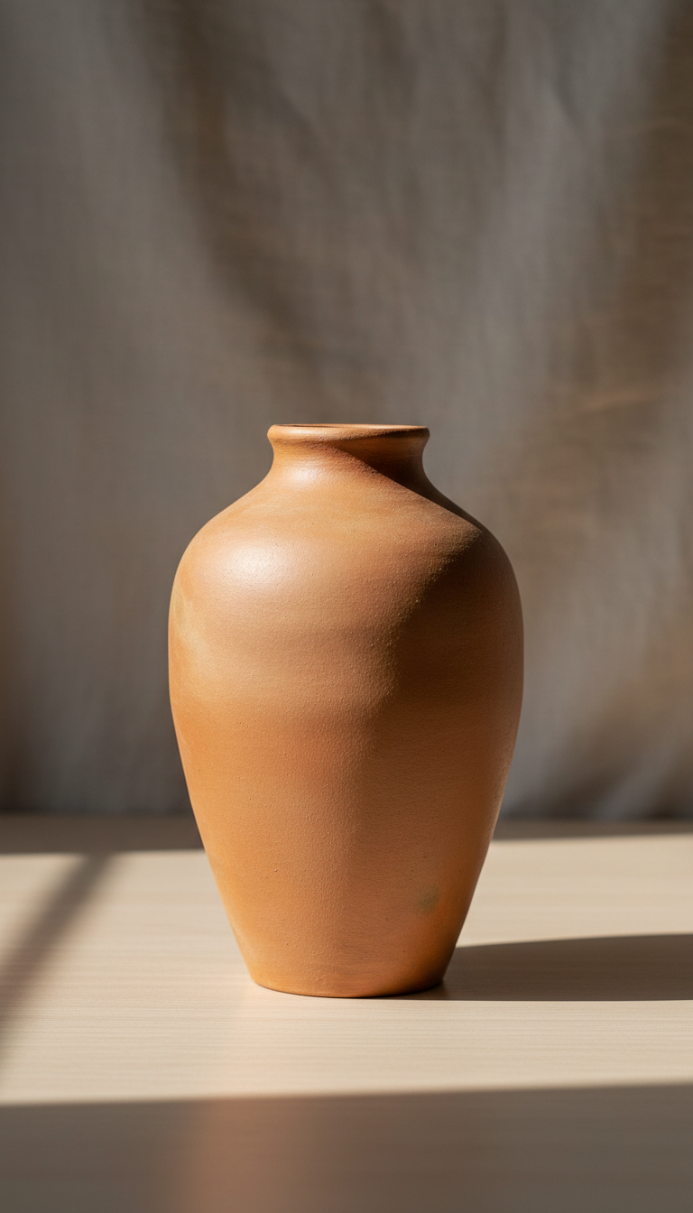 Terracotta clay vase with matte finish